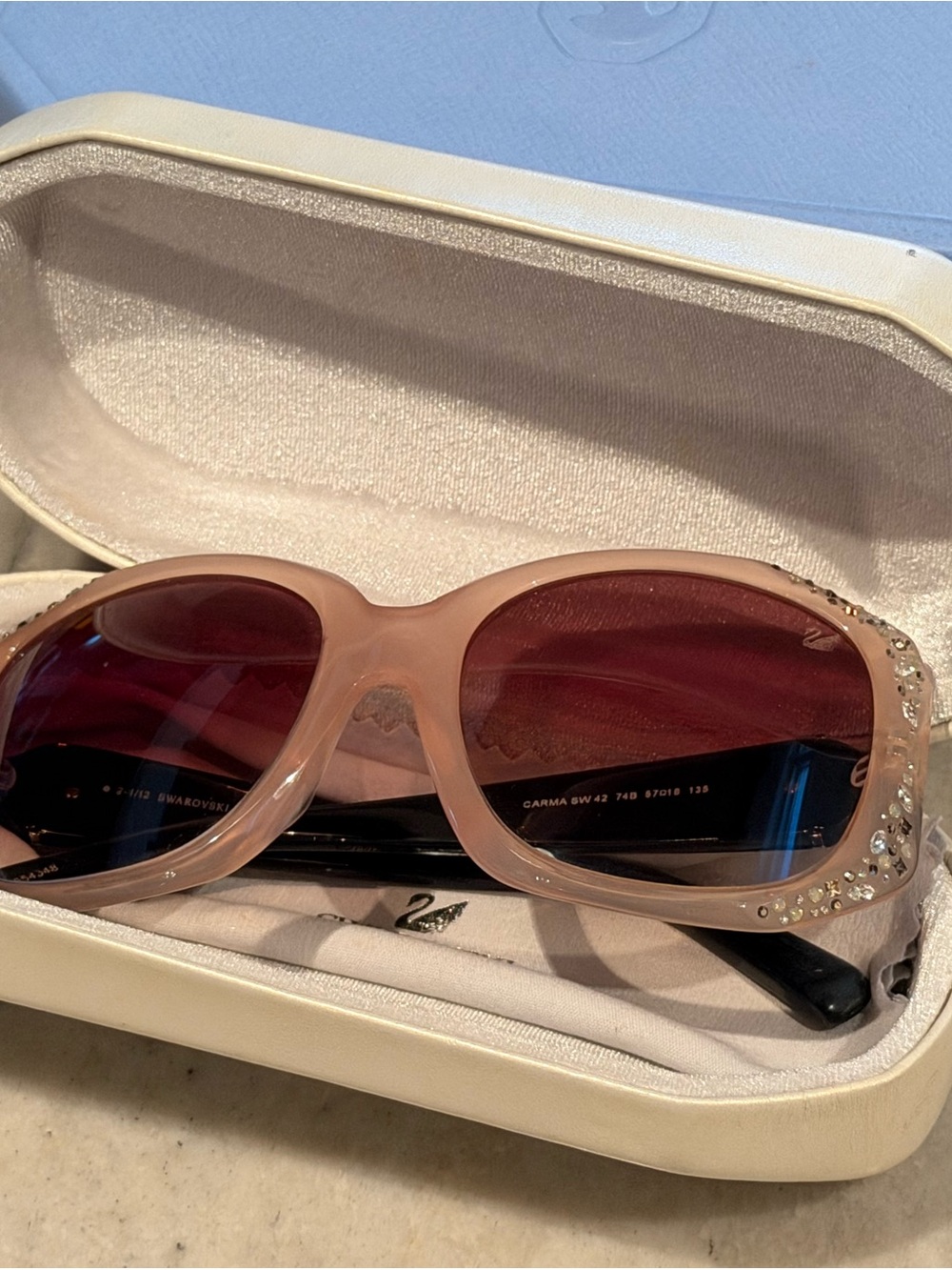 Swarovski Pink Crystal-Trim Square Sunglasses